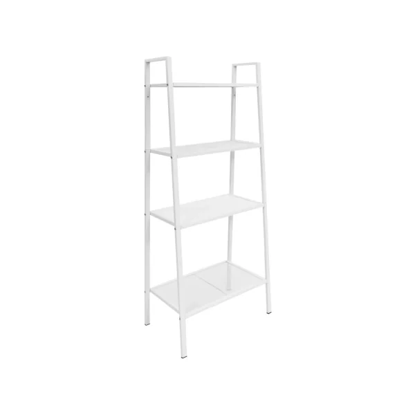 Bibliothèque Industrielle Blanc Etagère Echelle 4 Niveaux en Acier