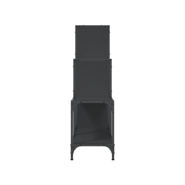 Bibliothèque Industrielle Escalier Noir 102 cm Meuble Rangement Etagère Industrielle Métal Bois