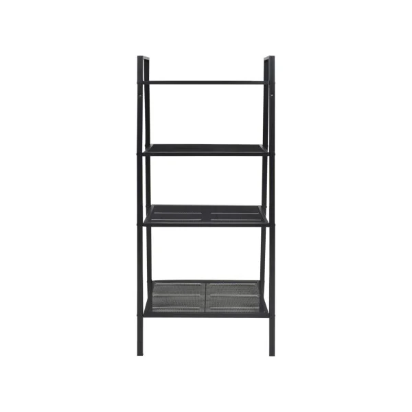 Bibliothèque Industrielle Noir Etagère Echelle 4 Niveaux en Acier