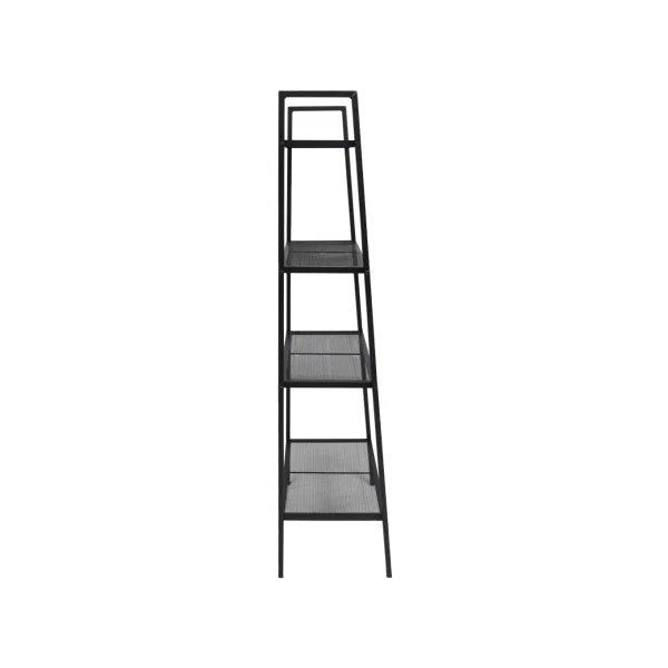 Bibliothèque Industrielle Noir Etagère Echelle 4 Niveaux en Acier