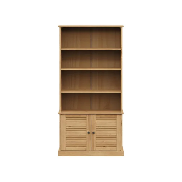 Bibliothèque Naturel de Salon Pin Massif Meuble Rangement Bibliothèque Moderne avec Placard Buffet de Salon
