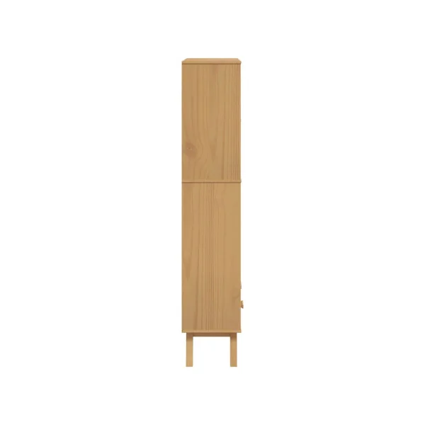 Bibliothèque Pin Massif Blanc Marron 4 Etagères 2 Tiroirs Meuble Rangement Moderne Buffet de Salon