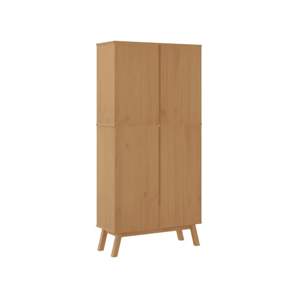 Bibliothèque Pin Massif Blanc Marron 4 Etagères 2 Tiroirs Meuble Rangement Moderne Buffet de Salon