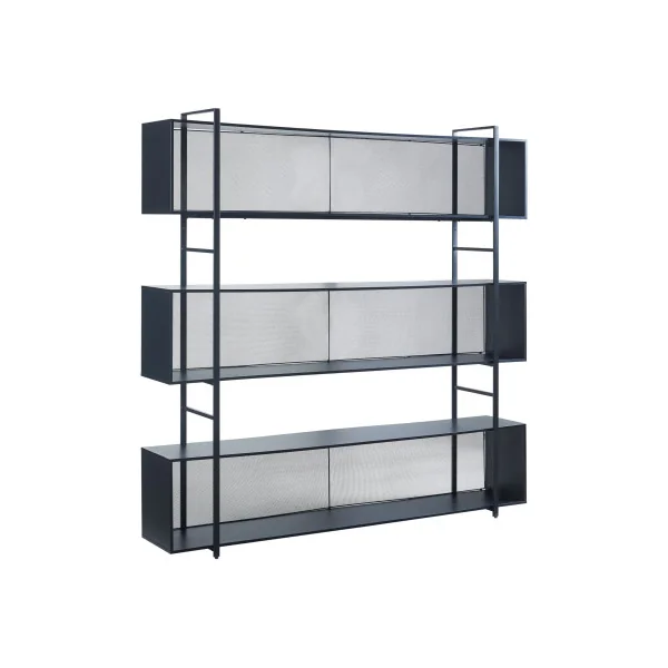Bibliothèque Sur Pied 3 Niveaux Moderne Noir Industrielle Etagère Meuble Rangement Salon