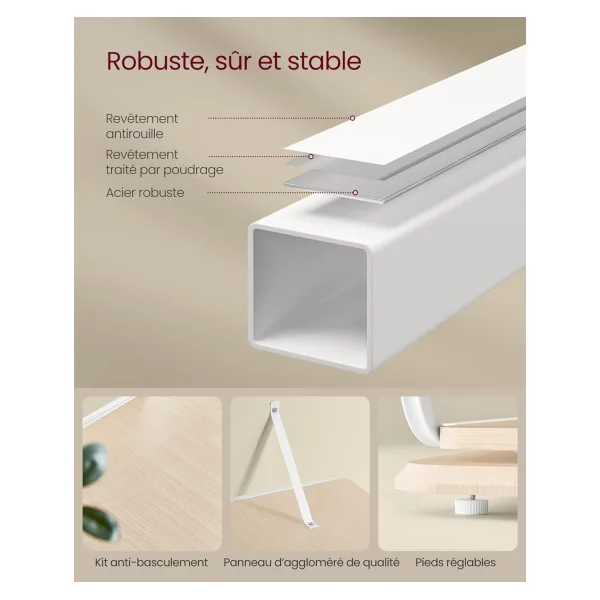 Bibliothèque Tournante Industriel 4 Niveaux Meuble Rangement 158 cm en Métal Blanc Bois Chêne