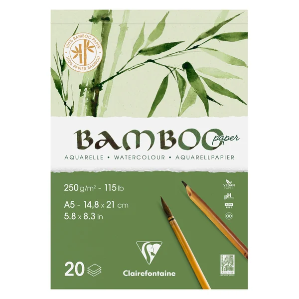 Bloc aquarelle Bamboo 250g/m² collé 1 côté