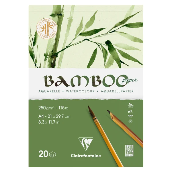 Bloc aquarelle Bamboo 250g/m² collé 1 côté