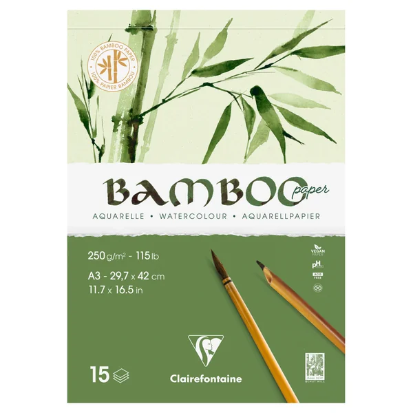 Bloc aquarelle Bamboo 250g/m² collé 1 côté