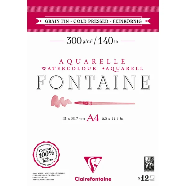Bloc aquarelle Fontaine Grain fin 300g/m²