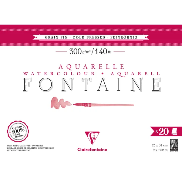 Bloc aquarelle Fontaine Grain fin 300g/m²