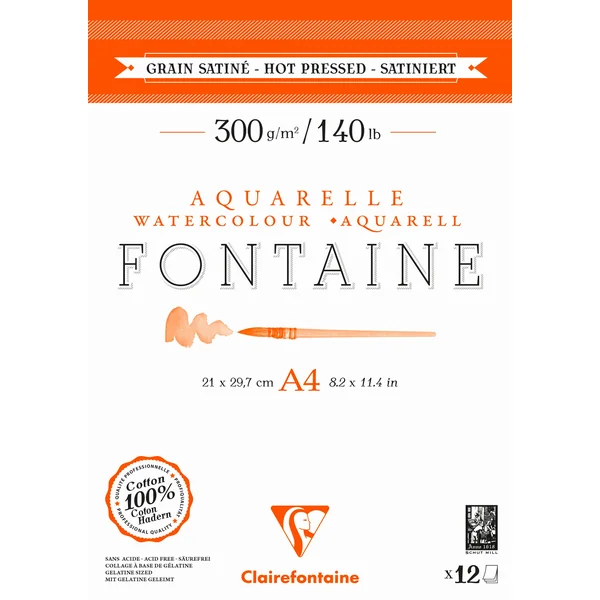 Bloc aquarelle Fontaine Grain Satiné 300g/m²