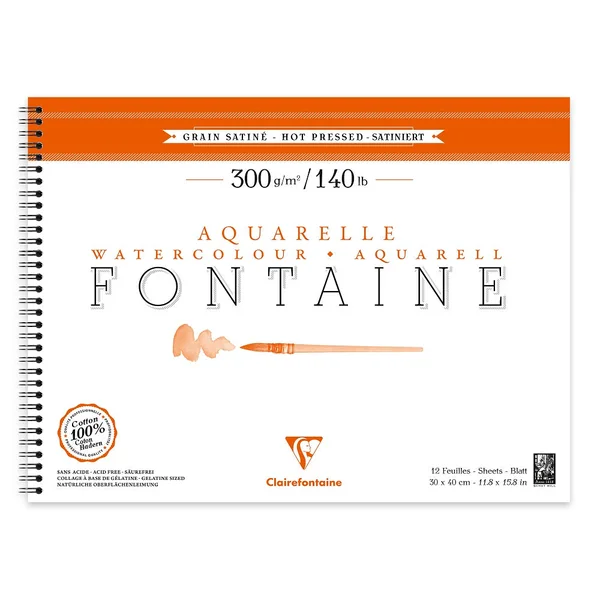 Bloc aquarelle Fontaine Grain Satiné 300g/m²
