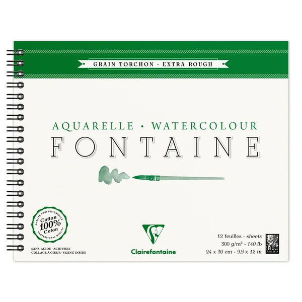 Bloc aquarelle Fontaine Grain Torchon 300g/m²