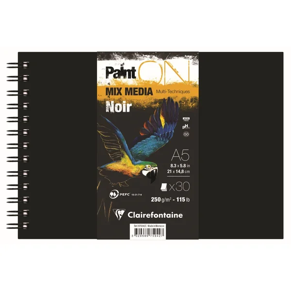 Bloc PAINT'ON Noir Spirale 250G - 30 Feuilles