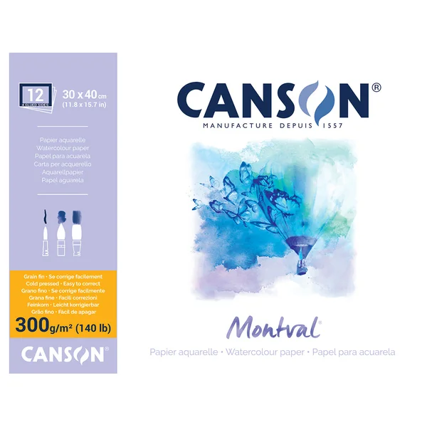 Bloc papier aquarelle Montval Grain fin collé 4 côtés
