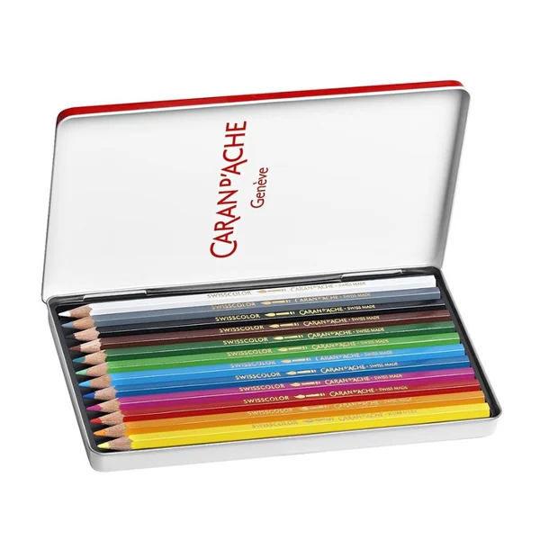 Boite métal de 12 crayons aquarelle Swisscolor