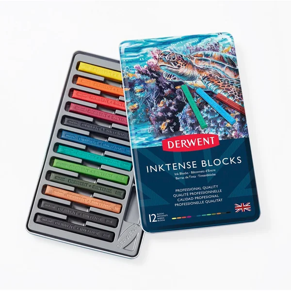 Boîte 12 craies aquarellables Inktense blocks