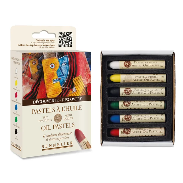 Boîte de 6 pastels à l'huile Sennelier couleurs assorties - Initiation