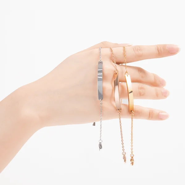 Bracelet en acier inoxydable avec étiquette (6 pièces)