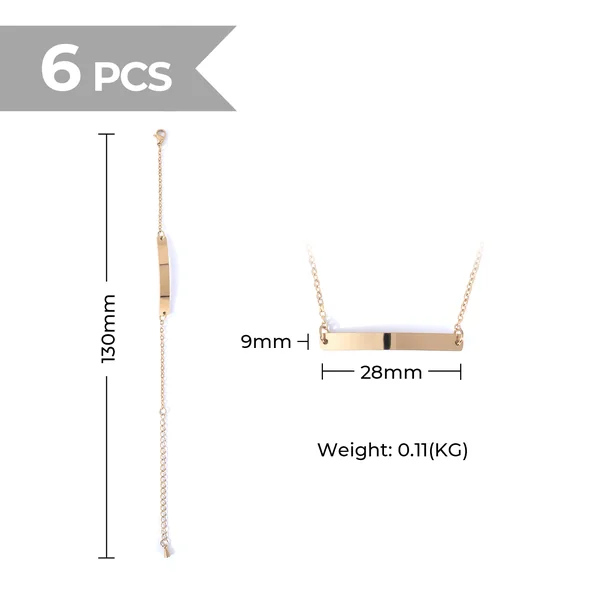 Bracelet en acier inoxydable avec étiquette (6 pièces)