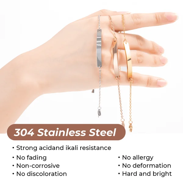 Bracelet en acier inoxydable avec étiquette (6 pièces)