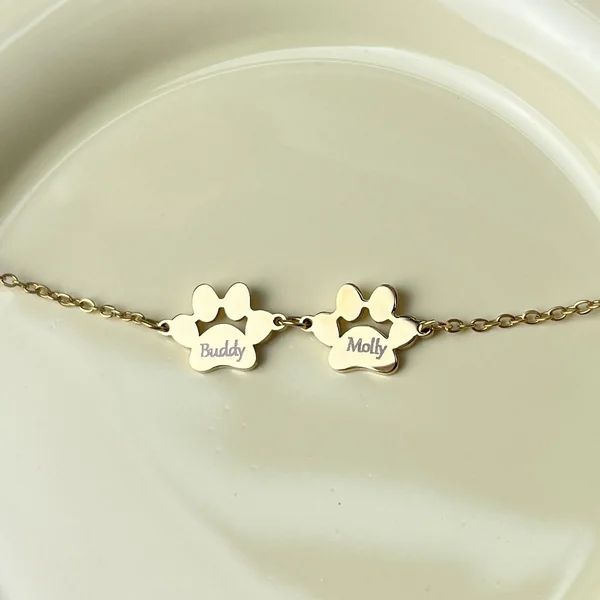Bracelet patte de chien en acier inoxydable doré (3 pcs)