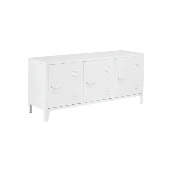 Buffet Bas en Métal Blanc Industriel 3 Placards