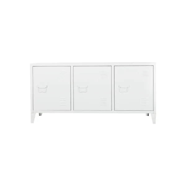 Buffet Bas en Métal Blanc Industriel 3 Placards