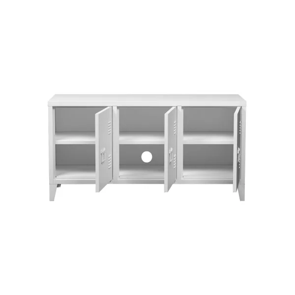 Buffet Bas en Métal Blanc Industriel 3 Placards