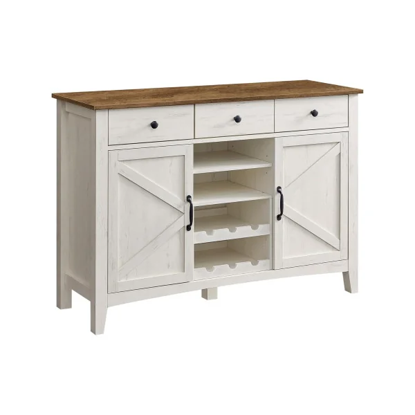 Buffet Blanc 3 Tiroirs 2 Placards Buffet Salon Meuble de Cuisine Meuble de Rangement