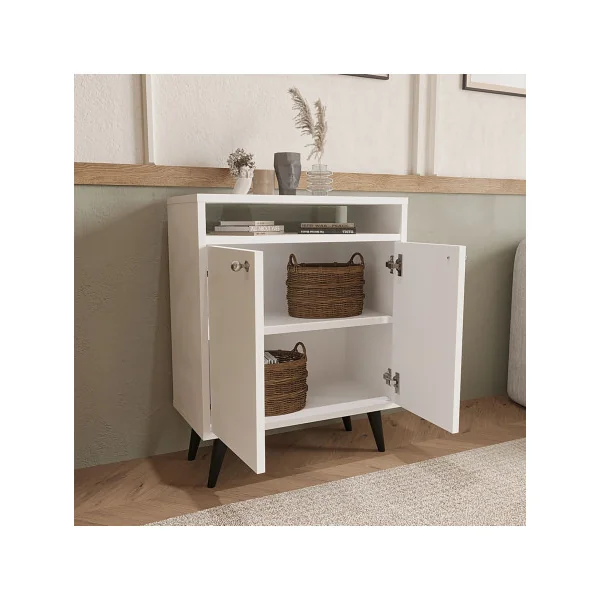 Buffet Blanc Armoire Basse Buffet Moderne de Salon ou Chambre 2 Portes