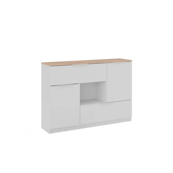 Buffet Chêne Blanc 2 Tiroirs 2 Placards Commode Moderne Commode Salon Commode Chambre