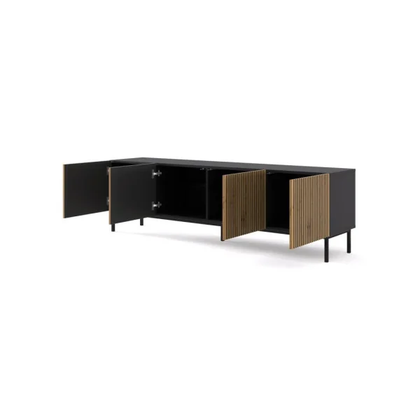 Buffet Chêne et Noir 200 cm 4 Placards Buffet Moderne de Salle à Manger