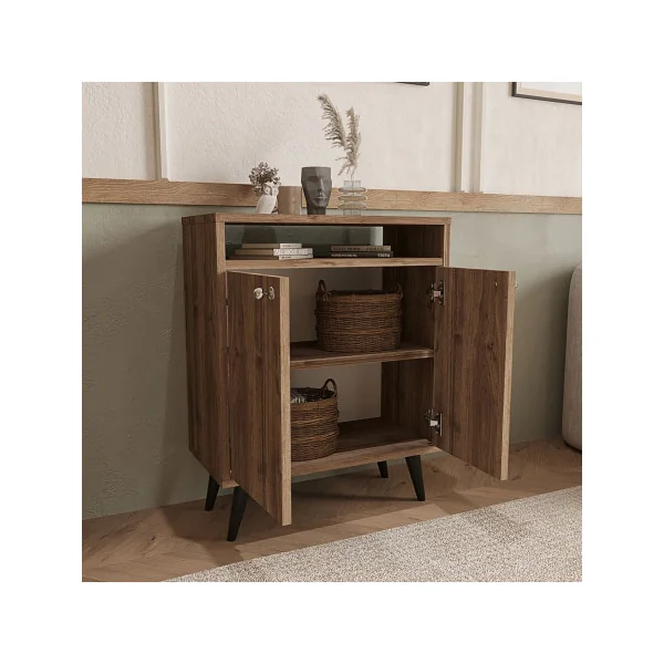 Buffet Chêne Foncé Armoire Basse Buffet Moderne de Salon ou Chambre 2 Portes