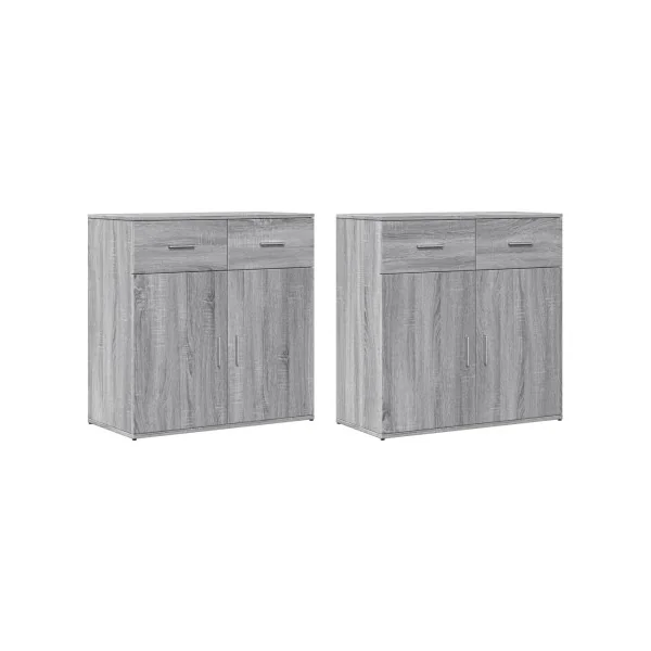 Buffet Chêne Gris 4 Tiroirs 4 Placards Buffet Salon Moderne