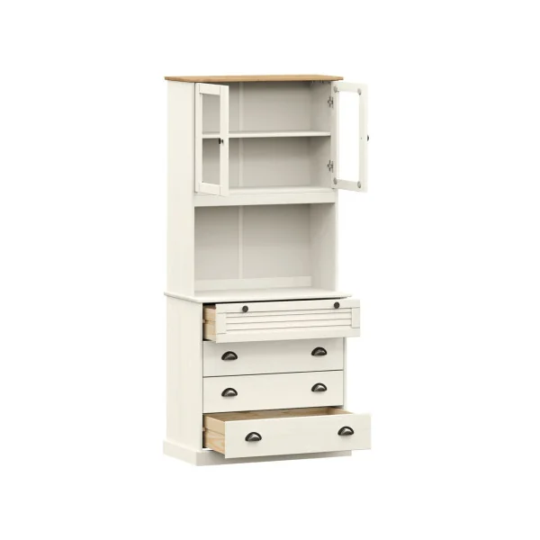 Buffet Cuisine 175 cm Blanc 4 Tiroirs Armoire de Cuisine Rangement Salon Vaisselier