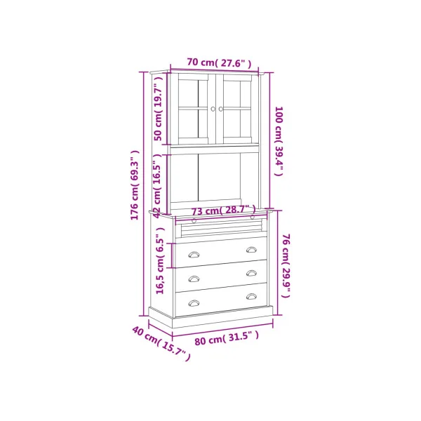Buffet Cuisine 175 cm Blanc 4 Tiroirs Armoire de Cuisine Rangement Salon Vaisselier