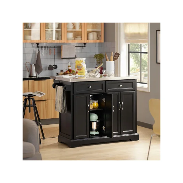 Buffet Cuisine avec Plans de Travail Rabattable Bahut de Cuisine Ilot Cuisine