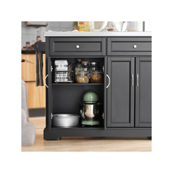 Buffet Cuisine avec Plans de Travail Rabattable Bahut de Cuisine Ilot Cuisine