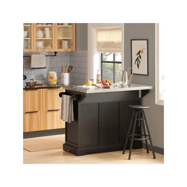 Buffet Cuisine avec Plans de Travail Rabattable Bahut de Cuisine Ilot Cuisine