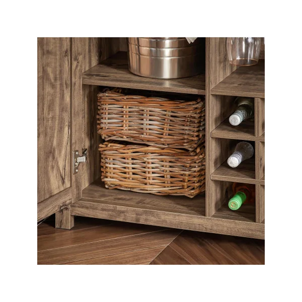 Buffet Cuisine Bahut de Cuisine Ilot Cuisine Brun Rustique avec Porte Bouteilles Comptoir