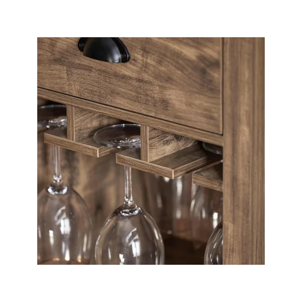 Buffet Cuisine Bahut de Cuisine Ilot Cuisine Brun Rustique avec Porte Bouteilles Comptoir