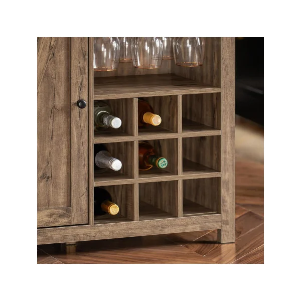 Buffet Cuisine Bahut de Cuisine Ilot Cuisine Brun Rustique avec Porte Bouteilles Comptoir