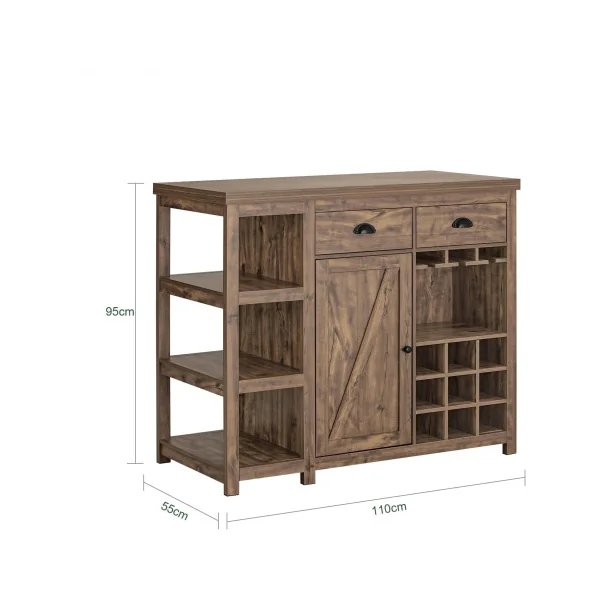 Buffet Cuisine Bahut de Cuisine Ilot Cuisine Brun Rustique avec Porte Bouteilles Comptoir