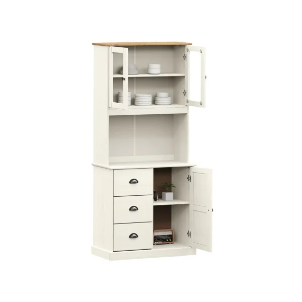 Buffet Cuisine Blanc 175 cm Armoire de Cuisine Rangement Salon Vaisselier