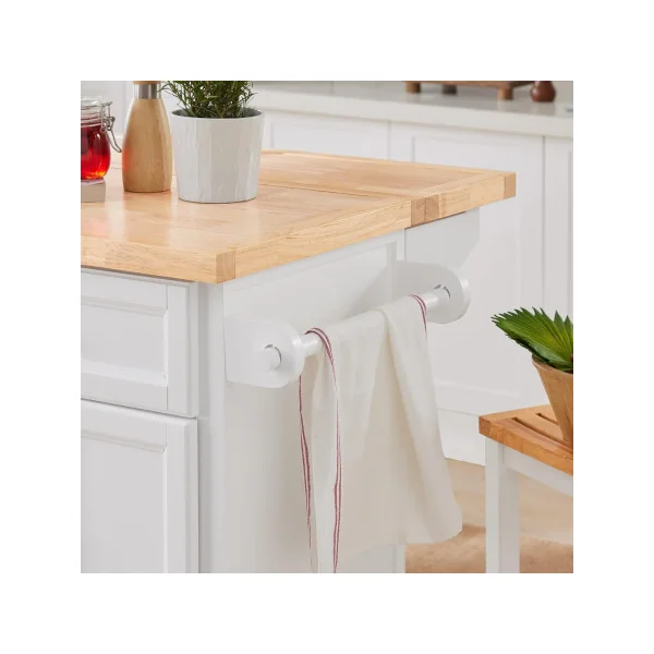 Buffet Cuisine Blanc avec Plans de Travail Rabattable Bahut de Cuisine Ilot Cuisine