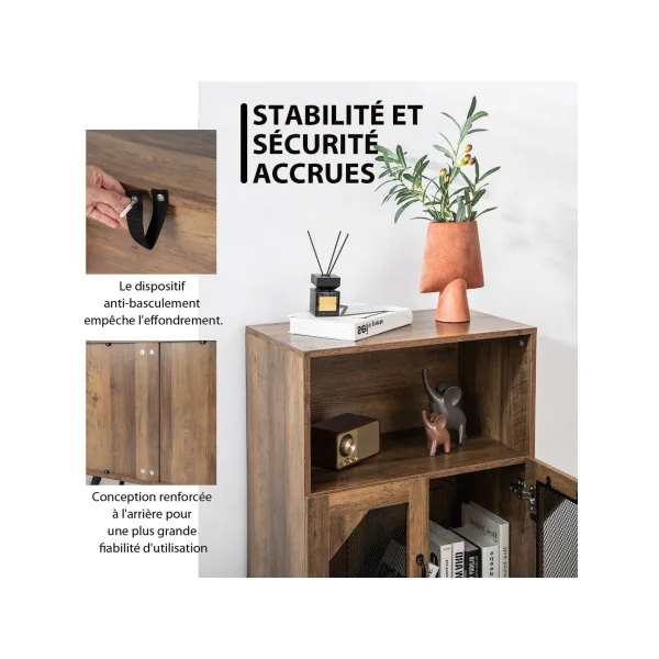 Buffet de Cuisine avec Porte-Bouteilles Amovible Armoire de Cuisine Rangement Salon Bar à Vin