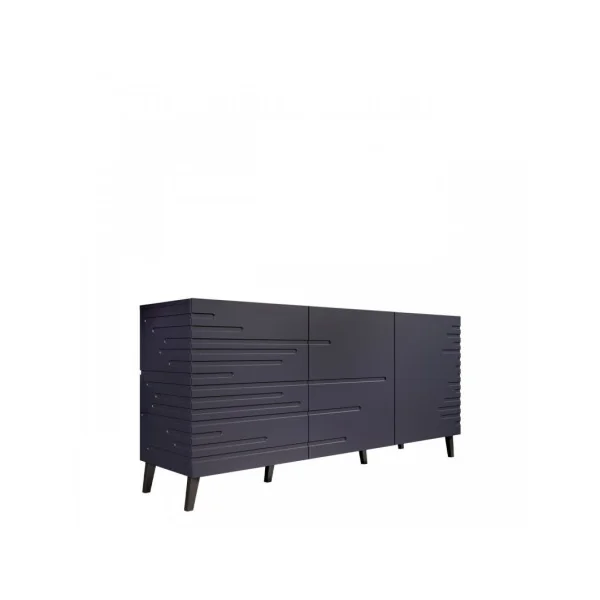 Buffet Design Bleu Marine Buffet de Salon Moderne 3 Placards avec Etagères
