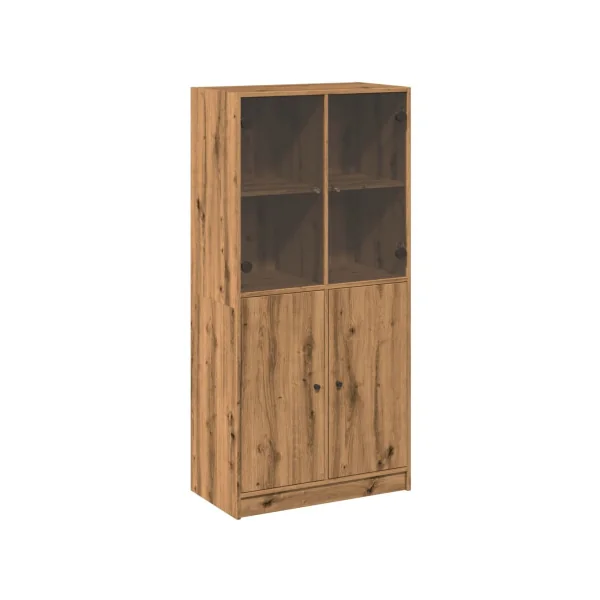 Buffet Haut Chêne Artisan Bois Buffet Salon avec Vitrine Meuble Rangement Tendance