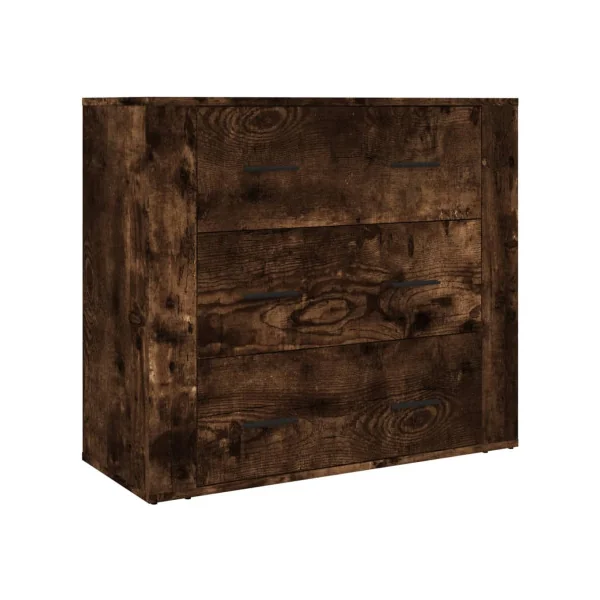 Buffet Haut Chêne Fumé 150 cm Buffet Salon Moderne Meuble Rangement Tendance